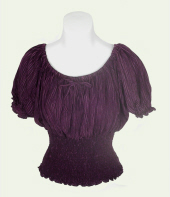 Purple Short Sleeve Crinkle Peasant Blouse