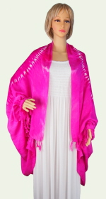 Cuffed Shawl with Fringe - Tie-Dye Heart - Pink