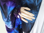 Cuffed Shawl with Fringe - Tie-Dye Heart Star-Burst - Blue-Purple-Black
