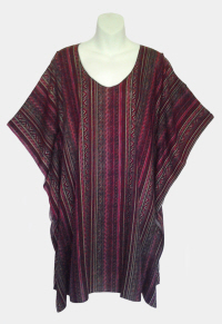 Open Shoulder Pullover Top - Maroon Stripes